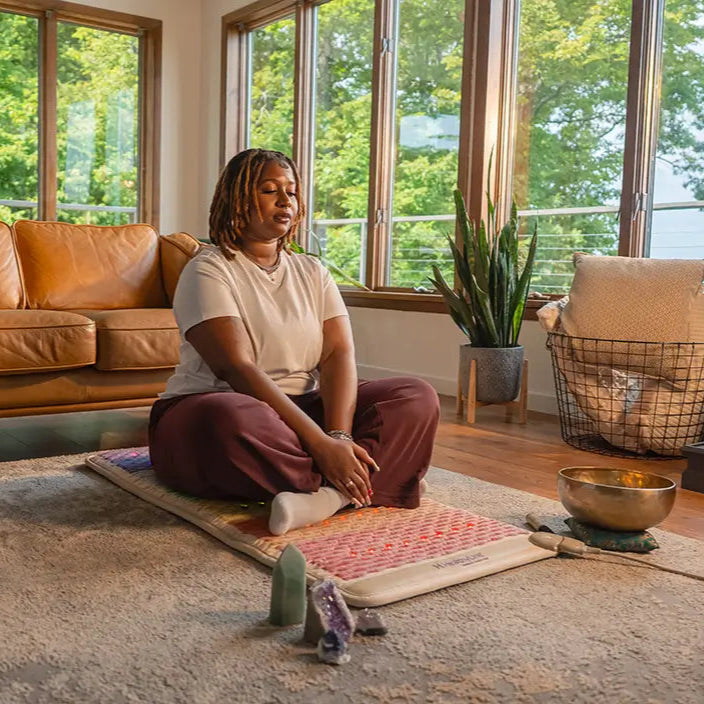 Rainbow chakra meditation mat